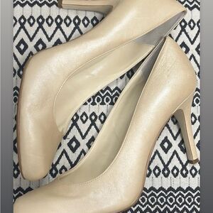 MAX STUDIO MARAIS Elegant Metallic Cream Fine Leather High Heels